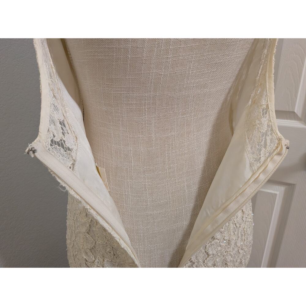 Vtg Cache Dress Women’s 6/8 Ivory Beaded Lace Low Back Sleeveless Gown Wedding - Picture 5 of 8